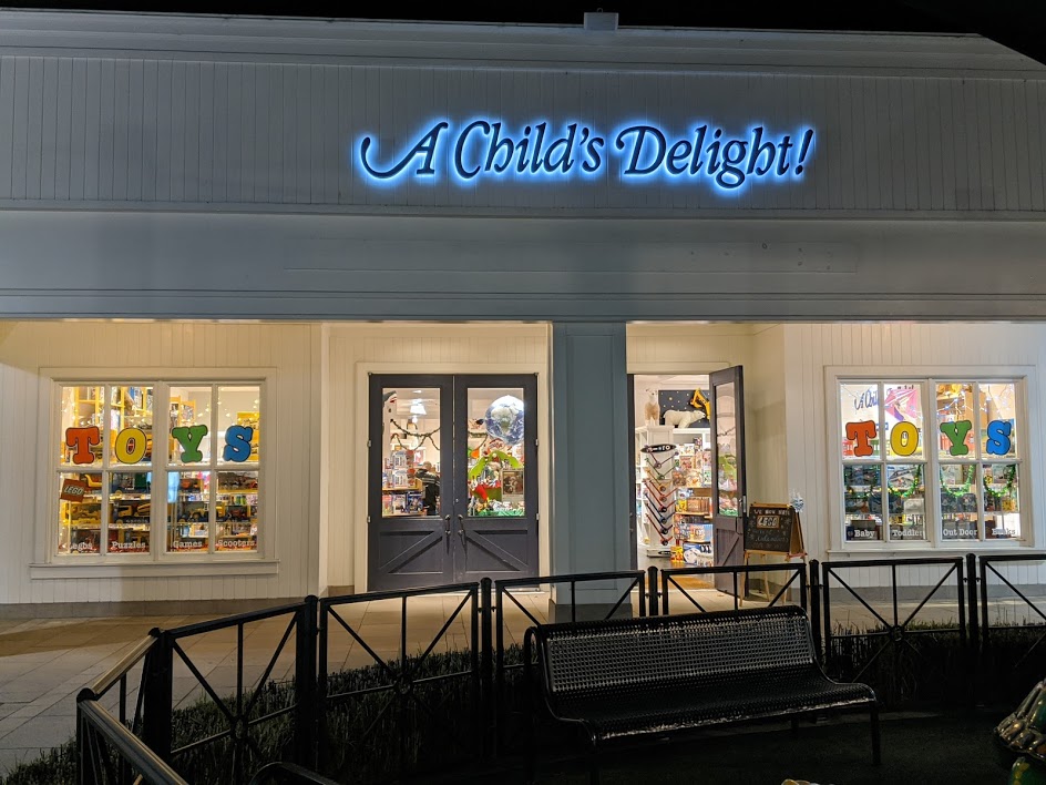 An exterior view of the childs delight store
