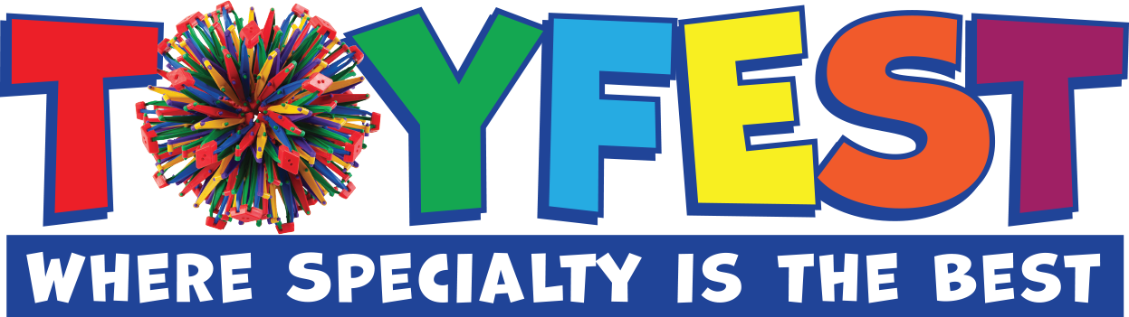 A colorful banner of toyfest with no background