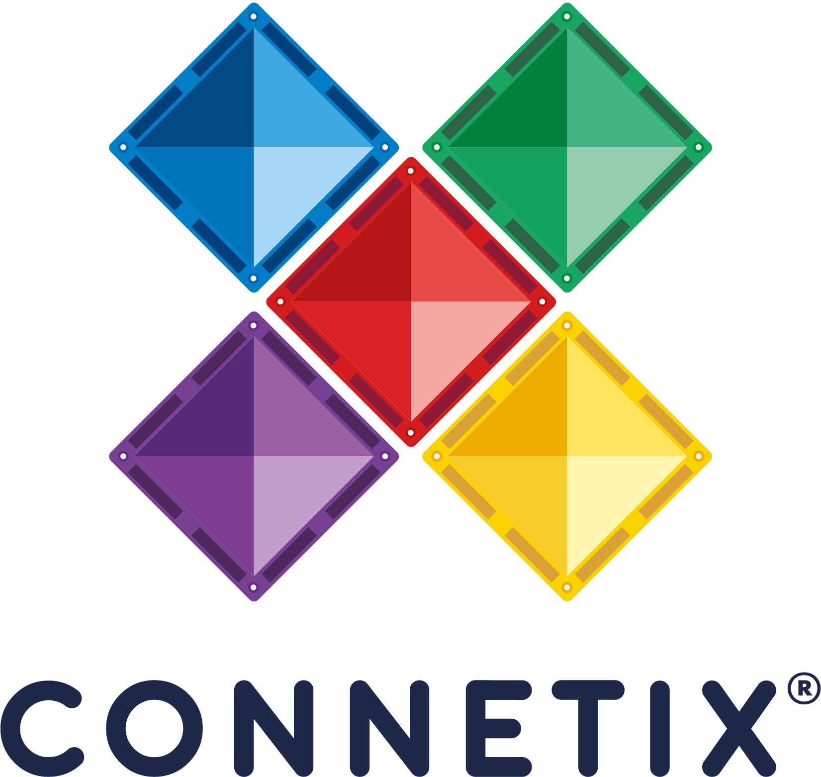 Connetix tiles in different colors in vertical