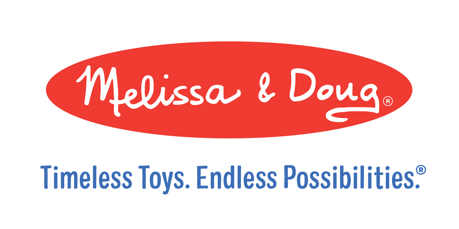 Melissa and Doug timeless toys logo in white color