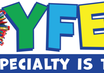 A colorful banner of toyfest with no background